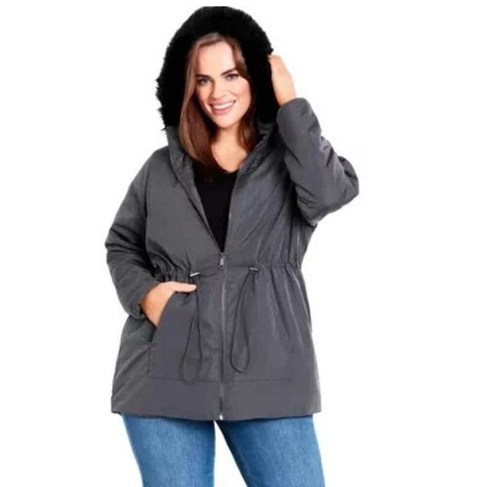 Evans Women's Plus Size Faux Fur Lightweight Coat